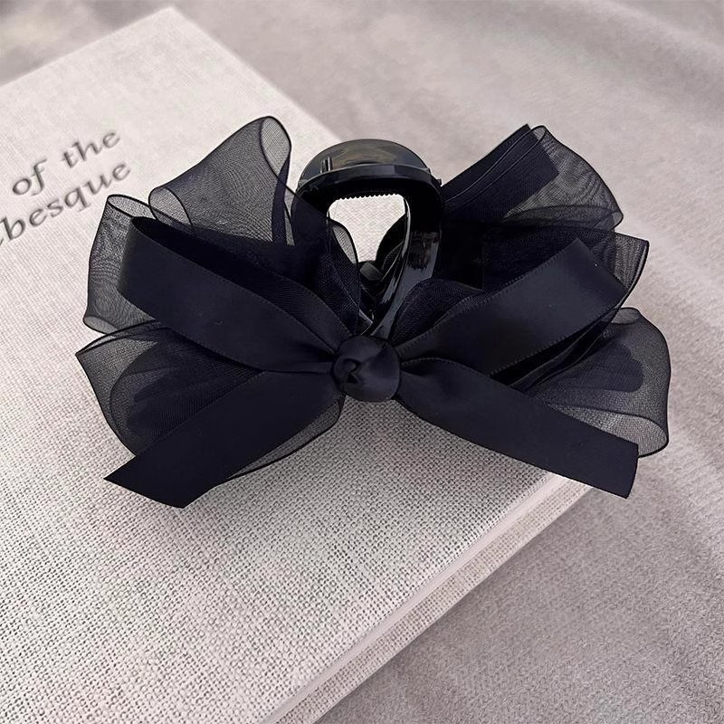 Hair Clip Claw Large - 1pc ultra-fantasy black mesh bow hair