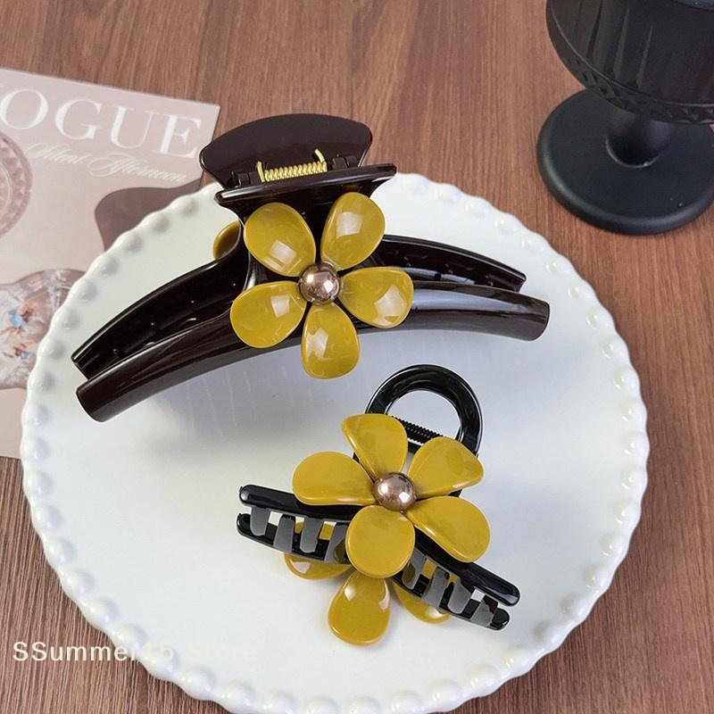 Hair Clip Claw Large - 【R】Large Flower Hair Claw Clip Non