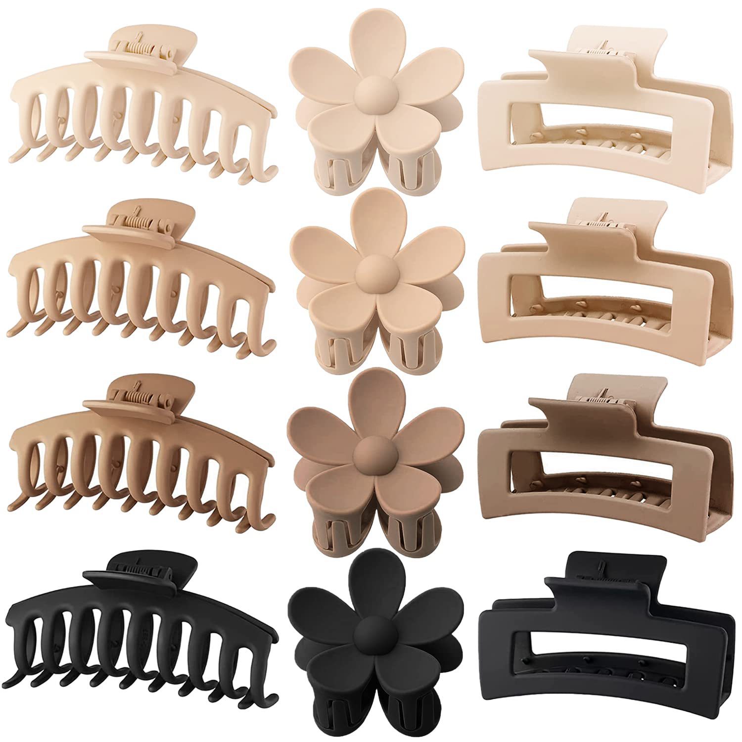 12Pcs Neutral Tone Plastic Hai - Hair Clip Claw Large recensie en prijs