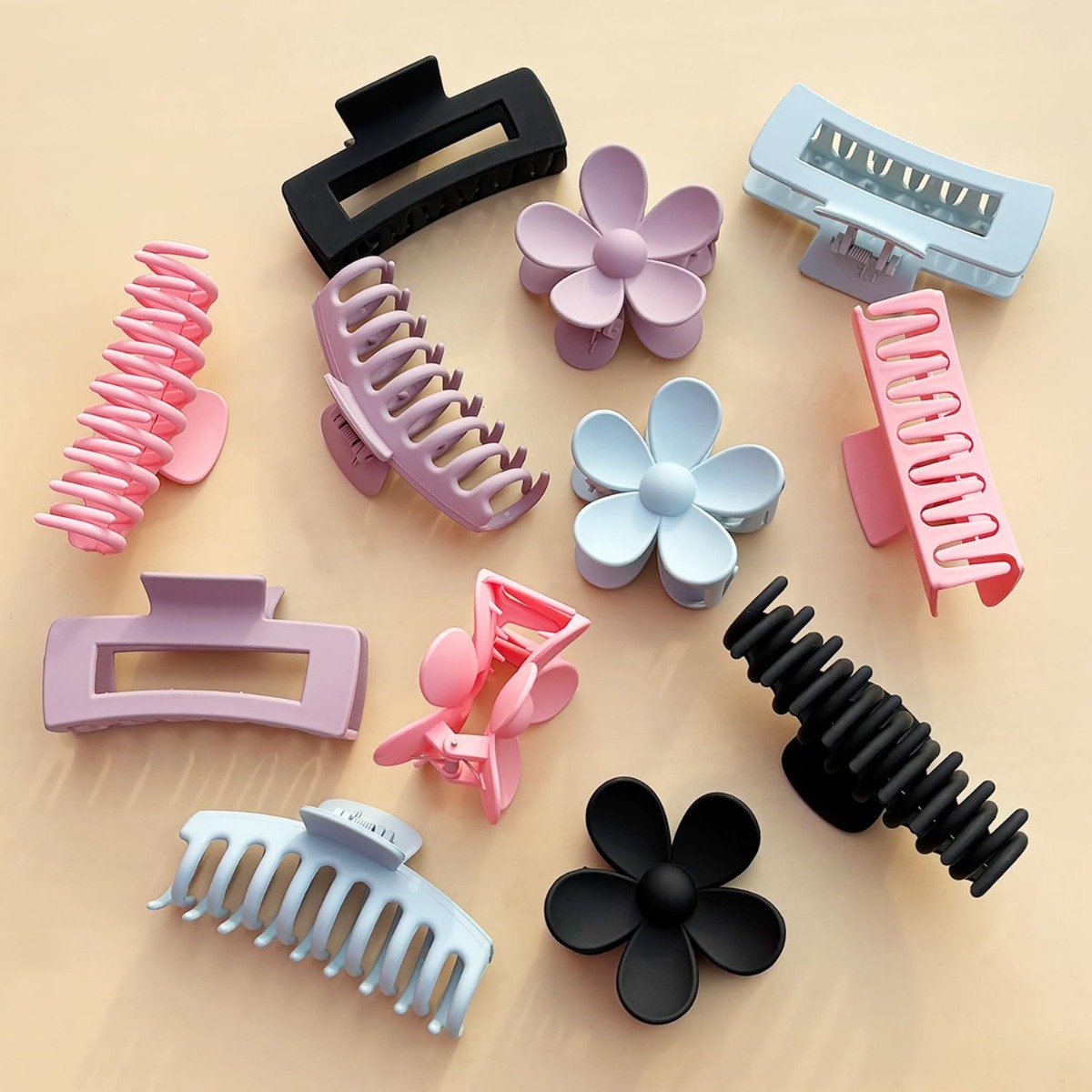 12Pcs Neutral Tone Plastic Hai - Hair Clip Claw Large recensie en prijs