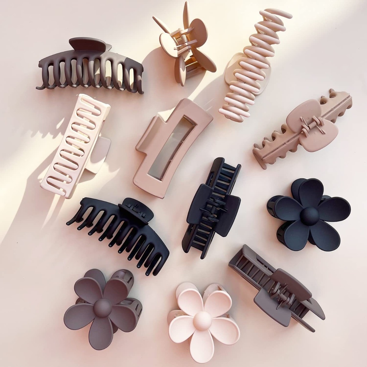 12Pcs Neutral Tone Plastic Hai - Hair Clip Claw Large recensie en prijs